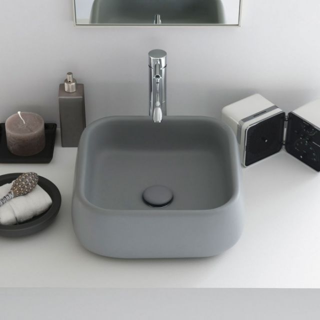 Cielo SHUI SHLAA Lavabo Da Appoggio-L 40 x P 40 x H 15 cm-Lino - Le Terre di Cielo