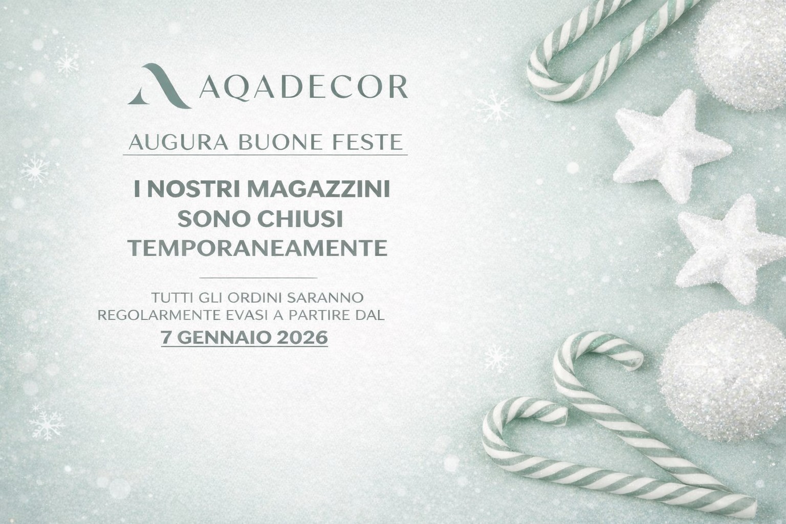 Avviso chiusura natalizia Aqadecor